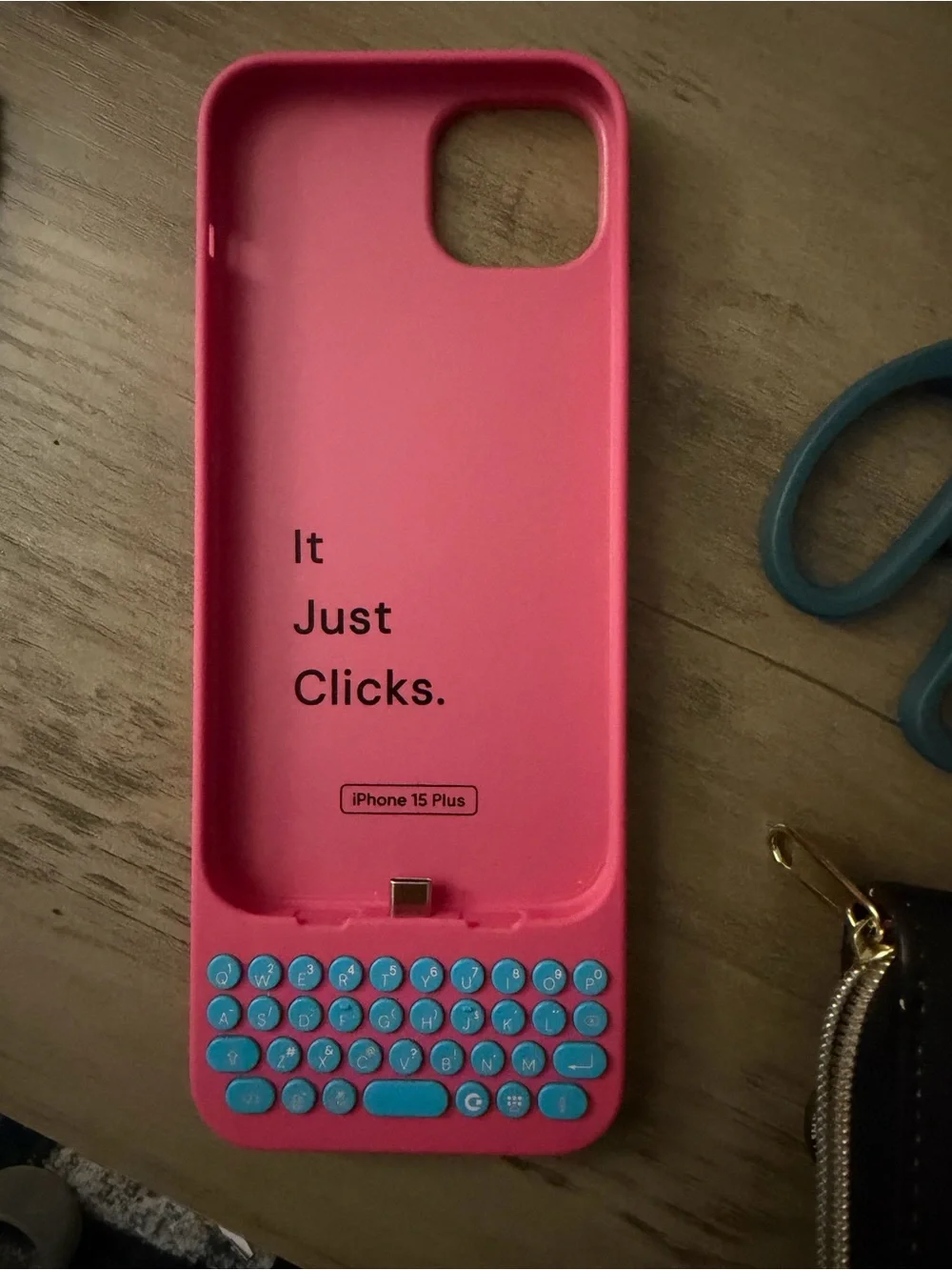 Clicks Pink iPhone 15 Plus Keyboard Case -